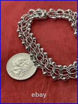 Vintage c. 1950s Sterling Silver Charm Bracelet 925 Empty 7.5 Air flex 17 Grams