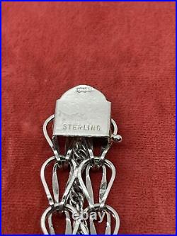 Vintage c. 1950s Sterling Silver Charm Bracelet 925 Empty 7.75 Flex 20 Grams