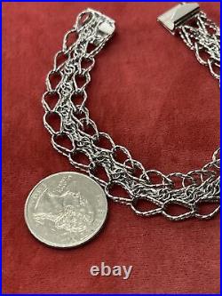 Vintage c. 1950s Sterling Silver Charm Bracelet 925 Empty 7.75 Flex Signed 15g