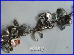 Vintage german 800/english sterling silver charm bracelet & 29 charms/badges