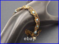 Vintage or antique sterling silver gilt bracelet with enamel charms Norway