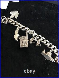 Vintage silver charm bracelet mostly London landmarks bargain just £85