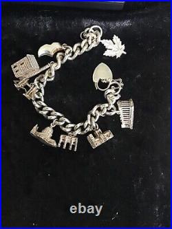 Vintage silver charm bracelet mostly London landmarks bargain just £85
