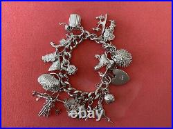 Vintage silver charm bracelet with charms 76g