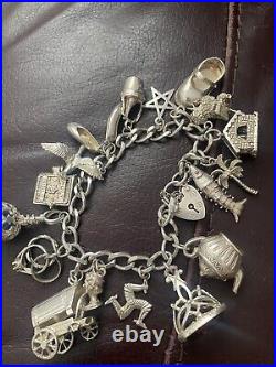 Vintage solid silver charm bracelet