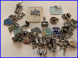 Vintage sterling silver 925 charm bracelet-31 Charms- A Must See