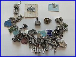 Vintage sterling silver 925 charm bracelet-31 Charms- A Must See