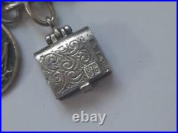 Vintage sterling silver bracelet with charms and padlock, hallmarked