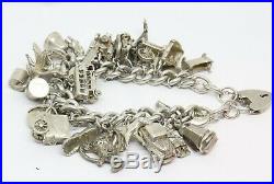 Vintage sterling silver charm bracelet, 7 1/2 inches, 112 grams