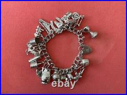 Vintage sterling silver charm bracelet charms 61g