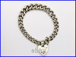 Vintage sterling silver charm bracelet graduated curb links 7.75 inches