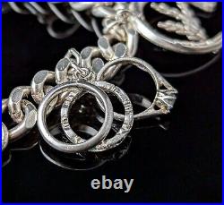 Vintage sterling silver charm bracelet, heart padlock clasp