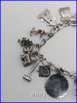 Vintage sterling silver charm bracelet loaded 49.1 g total weight wearable