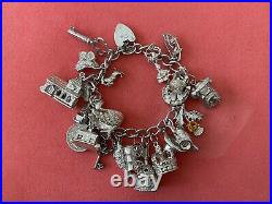 Vintage sterling silver charm bracelet with charms 87g