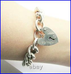 Vintage sterling silver chunky charm bracelet 7 1/4 inches long London 1971