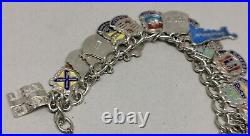 Vtg 1960s WJS Solid Sterling Silver Bracelet 22 Cornwall Charms + 7 Others 47g