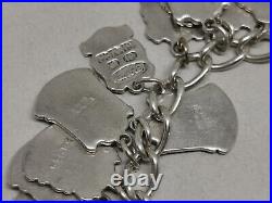 Vtg 1960s WJS Solid Sterling Silver Bracelet 22 Cornwall Charms + 7 Others 47g