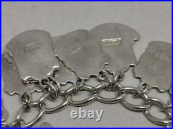 Vtg 1960s WJS Solid Sterling Silver Bracelet 22 Cornwall Charms + 7 Others 47g