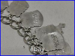 Vtg 1960s WJS Solid Sterling Silver Bracelet 22 Cornwall Charms + 7 Others 47g