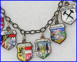 Vtg Germany German 835 800 Silver Enamel Charm Bracelet