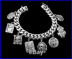 Vtg Industria Peruana Peru Peruvian Sterling Silver Heavy Charm Bracelet 23083