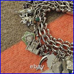 Vtg Krementz Sterling Silver Charm Bracelet 6 L, Wt-108g 40 Charms READ Rare