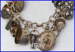 Vtg Mexican Sterling Silver Charm Bracelet