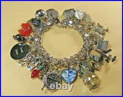 Vtg STERLING Silvr Girl Thing Running Hearts Charm Bracelet, Mechanicals 109 grm Vtg STERLING Silvr Girl Thing Running Hearts Charm Bracelet, Mechanicals 109 grm