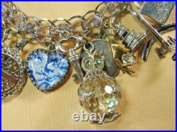 Vtg STERLING Silvr Girl Thing Running Hearts Charm Bracelet, Mechanicals 109 grm Vtg STERLING Silvr Girl Thing Running Hearts Charm Bracelet, Mechanicals 109 grm