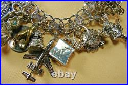 Vtg STERLING Silvr Girl Thing Running Hearts Charm Bracelet, Mechanicals 109 grm Vtg STERLING Silvr Girl Thing Running Hearts Charm Bracelet, Mechanicals 109 grm