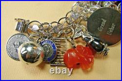 Vtg STERLING Silvr Girl Thing Running Hearts Charm Bracelet, Mechanicals 109 grm Vtg STERLING Silvr Girl Thing Running Hearts Charm Bracelet, Mechanicals 109 grm