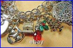 Vtg STERLING Silvr Girl Thing Running Hearts Charm Bracelet, Mechanicals 109 grm Vtg STERLING Silvr Girl Thing Running Hearts Charm Bracelet, Mechanicals 109 grm
