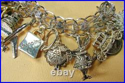 Vtg STERLING Silvr Girl Thing Running Hearts Charm Bracelet, Mechanicals 109 grm Vtg STERLING Silvr Girl Thing Running Hearts Charm Bracelet, Mechanicals 109 grm