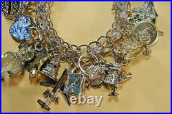 Vtg STERLING Silvr Girl Thing Running Hearts Charm Bracelet, Mechanicals 109 grm Vtg STERLING Silvr Girl Thing Running Hearts Charm Bracelet, Mechanicals 109 grm