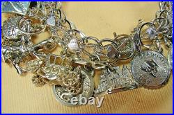 Vtg STERLING Silvr Girl Thing Running Hearts Charm Bracelet, Mechanicals 109 grm Vtg STERLING Silvr Girl Thing Running Hearts Charm Bracelet, Mechanicals 109 grm