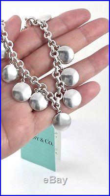 Vtg Tiffany & Co Silver 925 Dangling Circle Charm Bangle 7.5 Bracelet 52gr 1889E