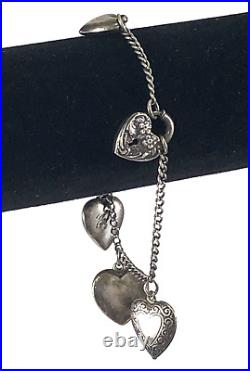 Walter Lampl Bracelet Heart Padlock Charm 925 Sterling Silver 7 Vintage