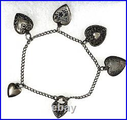 Walter Lampl Bracelet Heart Padlock Charm 925 Sterling Silver 7 Vintage