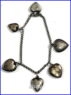 Walter Lampl Bracelet Heart Padlock Charm 925 Sterling Silver 7 Vintage