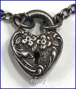 Walter Lampl Bracelet Heart Padlock Charm 925 Sterling Silver 7 Vintage