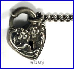 Walter Lampl Bracelet Heart Padlock Charm 925 Sterling Silver 7 Vintage