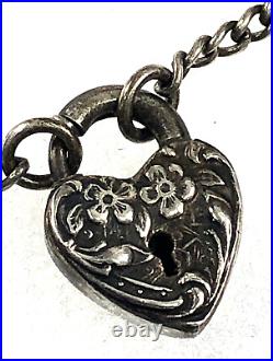 Walter Lampl Bracelet Heart Padlock Charm 925 Sterling Silver 7 Vintage