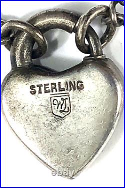 Walter Lampl Bracelet Heart Padlock Charm 925 Sterling Silver 7 Vintage