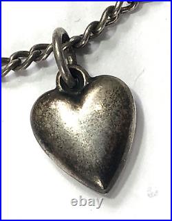 Walter Lampl Bracelet Heart Padlock Charm 925 Sterling Silver 7 Vintage