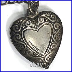 Walter Lampl Bracelet Heart Padlock Charm 925 Sterling Silver 7 Vintage