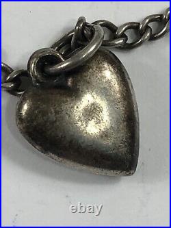 Walter Lampl Bracelet Heart Padlock Charm 925 Sterling Silver 7 Vintage