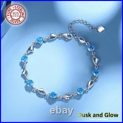 Women Heart Charm Bracelet 925 Sterling Silver CZ Crystal Stone Ladies Gift UK Women Heart Charm Bracelet 925 Sterling Silver CZ Crystal Stone Ladies Gift UK