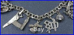 Women Sterling Silver Charm bracelet with 16 Charms Traditional Vintage Style
