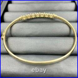 Women's Bangle Bracelet 14K Yellow Gold Finish 3.20Ct Round Lab Created Diamond