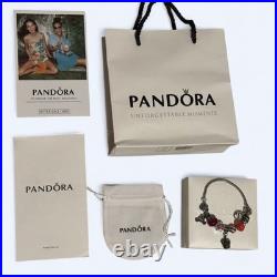 Women's Sterling Silver And Red Pandora Charm Bracelet